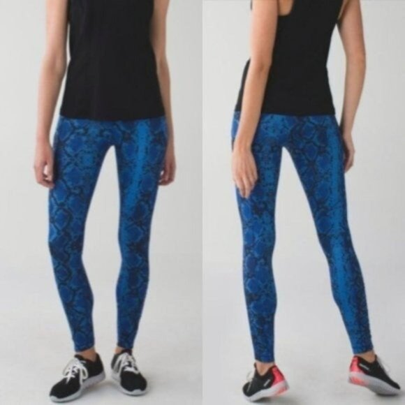 Lululemon Speed Tight IV Leggings Sz 6 Mini Ziggy Snake Pipe Dream Sapphire Blue - Picture 4 of 12
